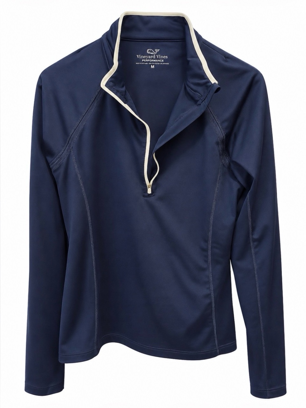 Vineyard Vines Navy Half-Zip Pullover with Ivory Trim Size Medium